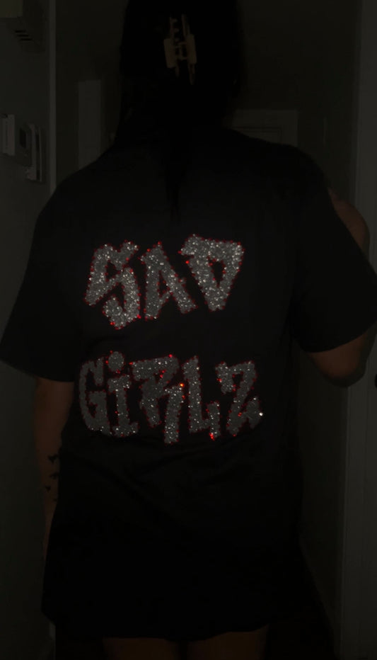Sad Girlz graffiti glitter Tshirt 🖤
