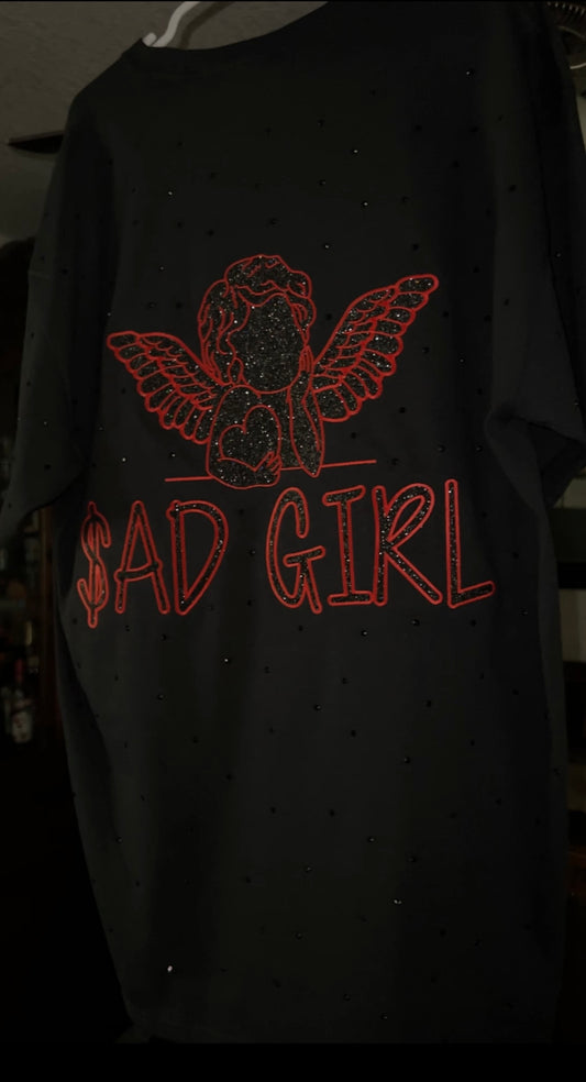 SAD GIRL ANGEL Rhinestones Tee 🌹